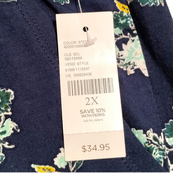 Catherines Intimates & Sleepwear Catherines Sleepwear Plus Size 2x Navy Blue Floral Cropped